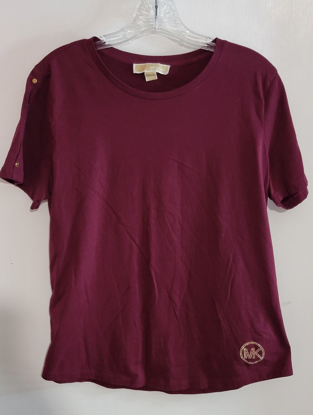 Michael Kors Burgundy Crewneck T-Shirt with MK Logo